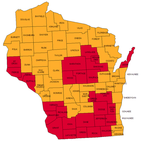 Wisconsin Radon Location Map